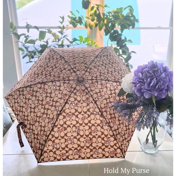 Coach Dancing Kittens Print Cat Tote Bag Mini Compact UV Protection Umbrella NWT - Picture 4 of 10